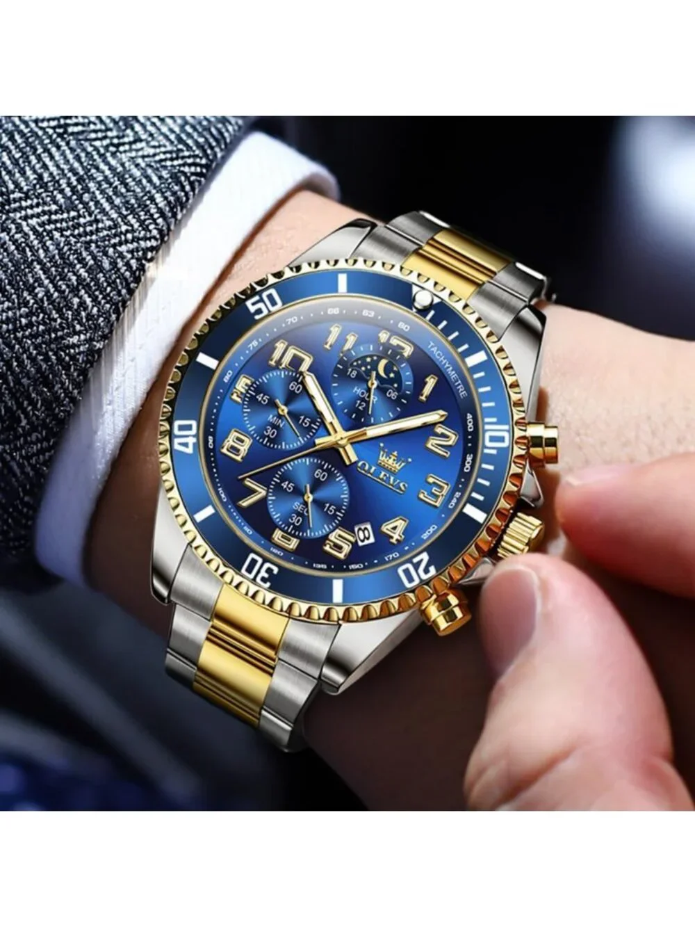 Stylish Men's Stainless Steel Watch - Luxury Big Face, Waterproof Analog